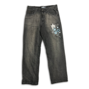 Hand-painted Raider Y2K Grey Jeans