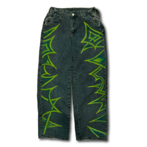 Hand-painted Chain-Adjustable Waist Denim Jeans
