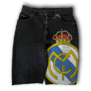 Hand-painted Real Madrid Black Jorts