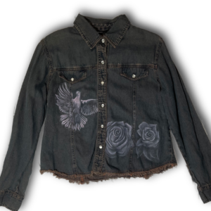 Hand-painted Cropped Denim Shirt